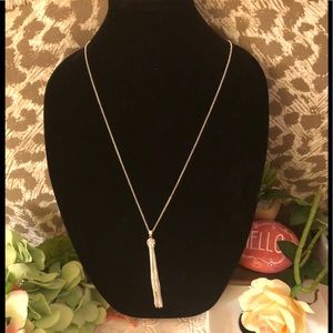 Silvertone Ball and Chain Tassel Pendant Necklace